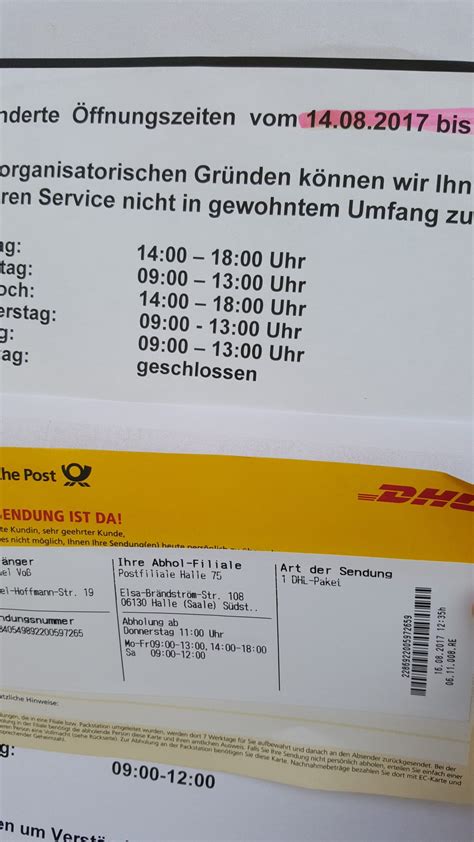 dhl öffnungszeiten